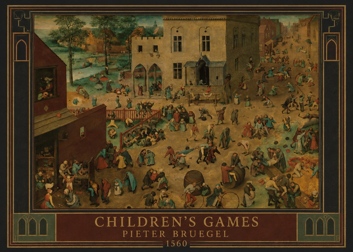 Pieter Bruegel Children's Games IV No1 - Plakát