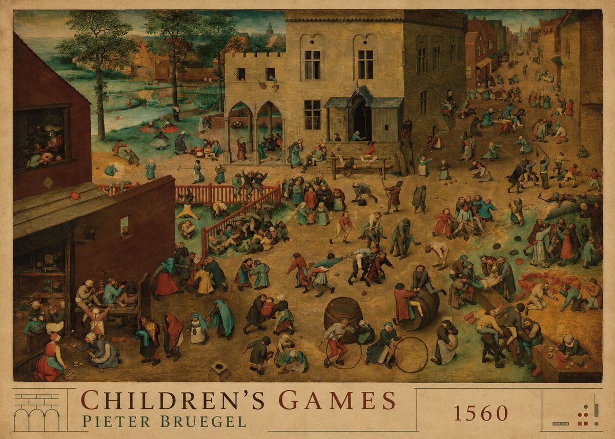 Pieter Bruegel Children's Games IV No2 - Plakát