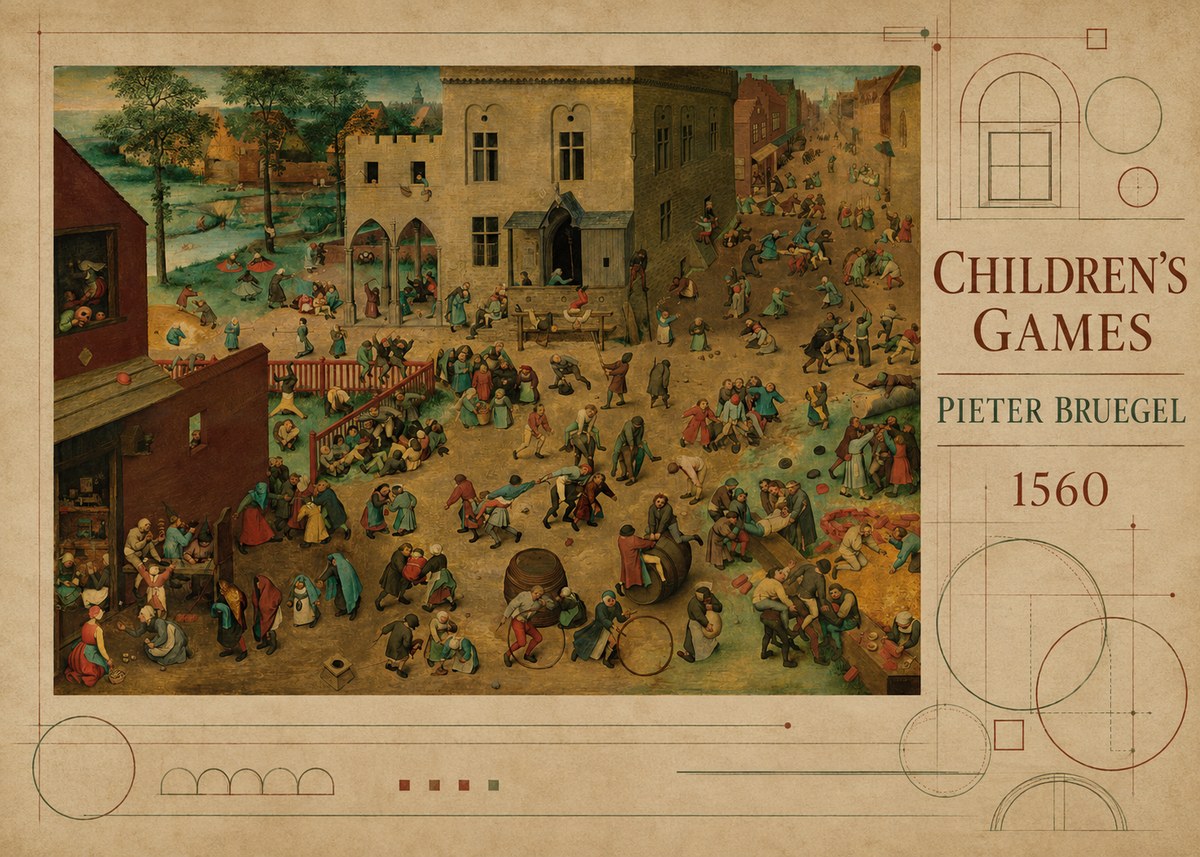 Pieter Bruegel Children's Games IV No5 - Plakát