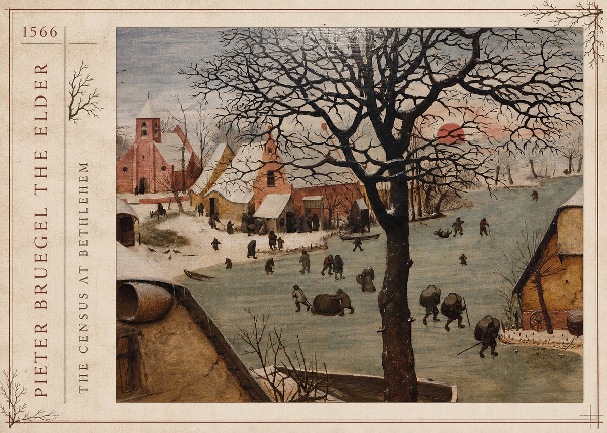 Pieter Bruegel The Census at Bethlehem V No2 - Plakát