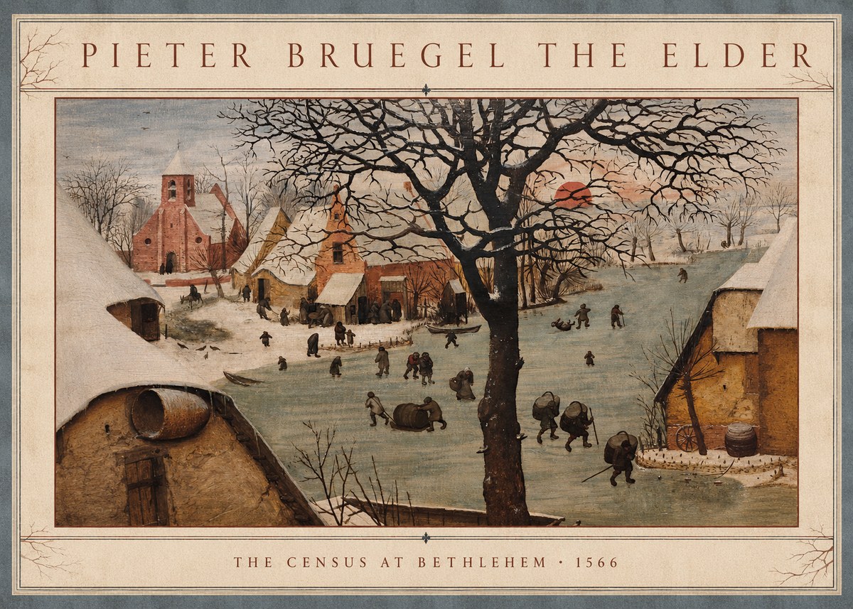 Pieter Bruegel The Census at Bethlehem V No3 - Plakát