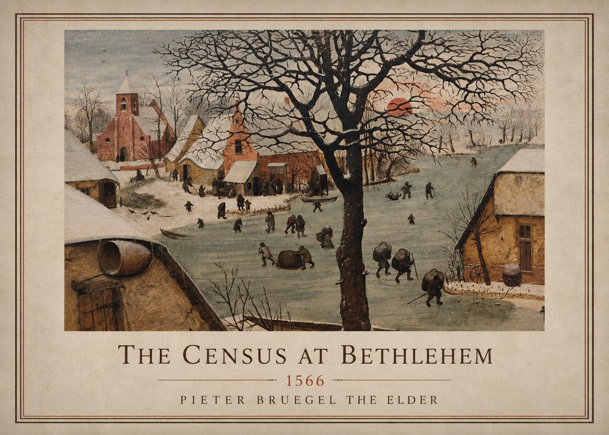 Pieter Bruegel The Census at Bethlehem V No4 - Plakát