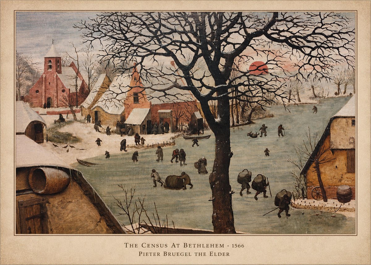 Pieter Bruegel The Census at Bethlehem V No6 - Plakát