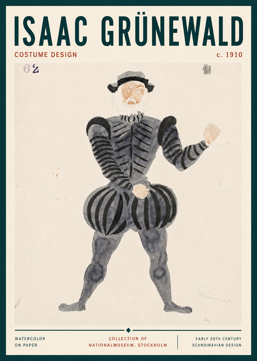 Isaac Grünewald Costume Design C. 1910 No3 - Plakát