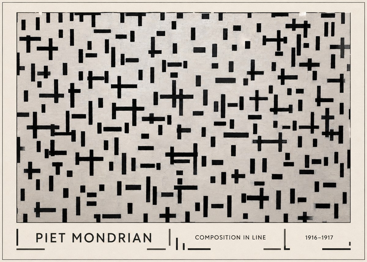 Piet Mondrian Composition in Line No1 - Plakát