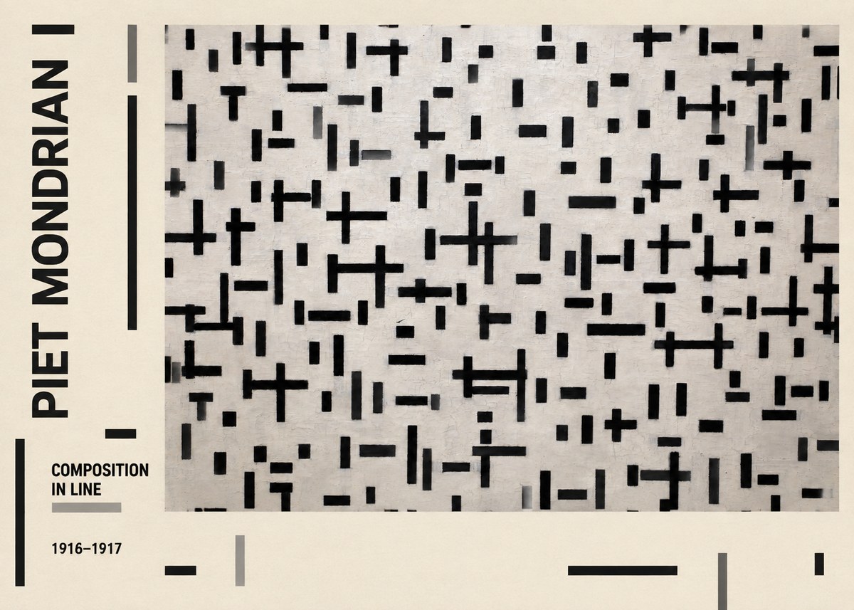 Piet Mondrian Composition in Line No2 - Plakát