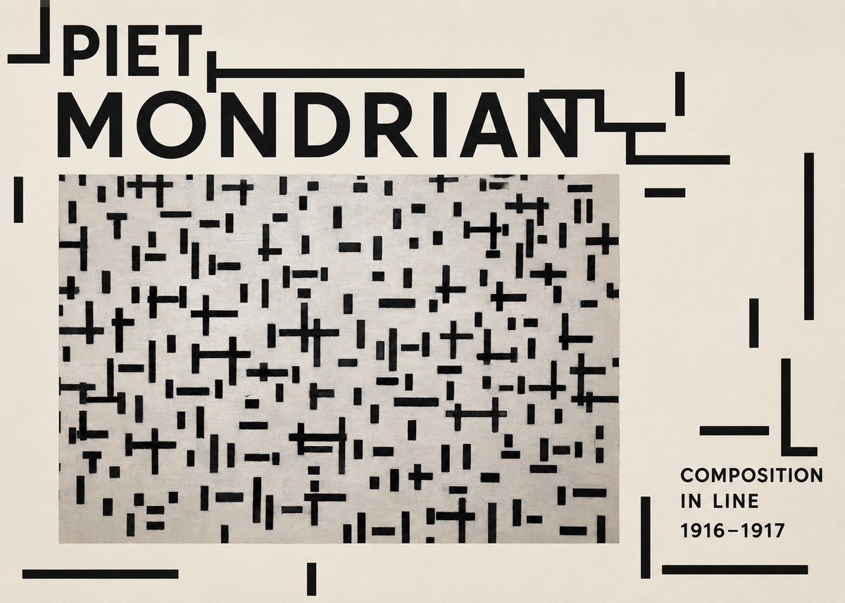 Piet Mondrian Composition in Line No6 - Plakát