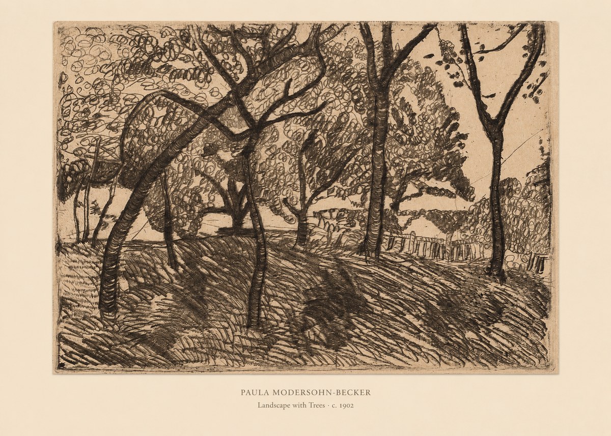 Paula Modersohn-Becker Landscape with Trees No6 - Plakát