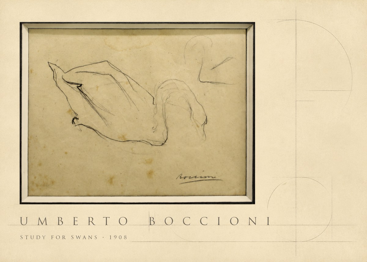 Umberto Boccioni Study for Swans No4 - Plakát