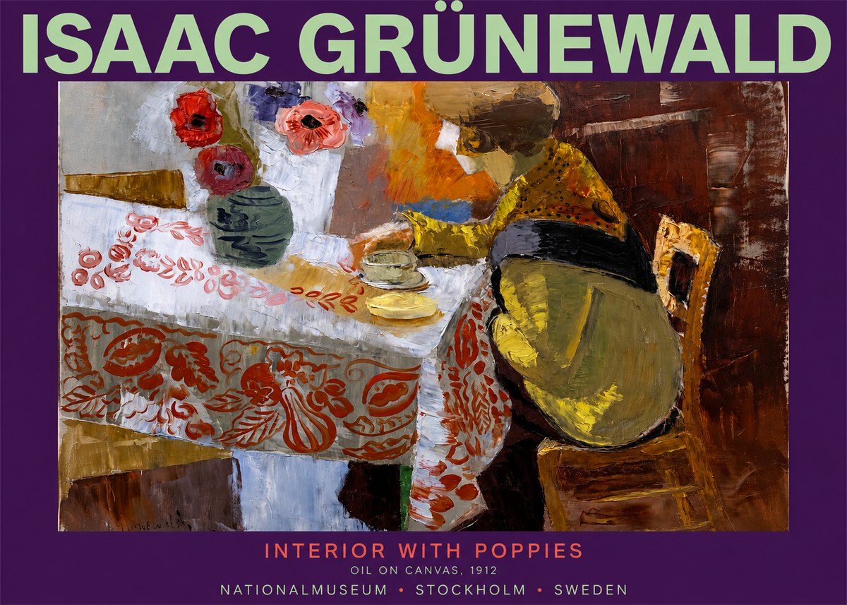 Isaac Grünewald Interior with Poppies No2 - Plakát