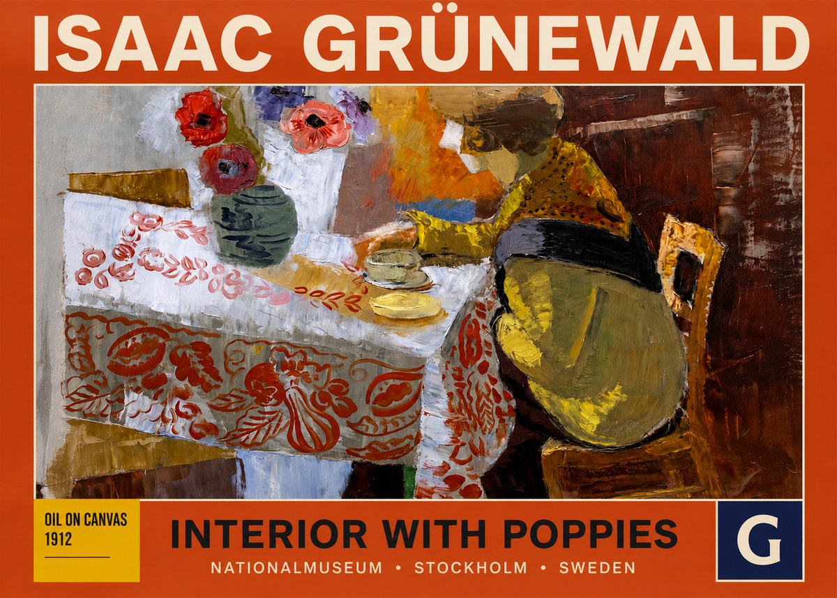 Isaac Grünewald Interior with Poppies No3 - Plakát