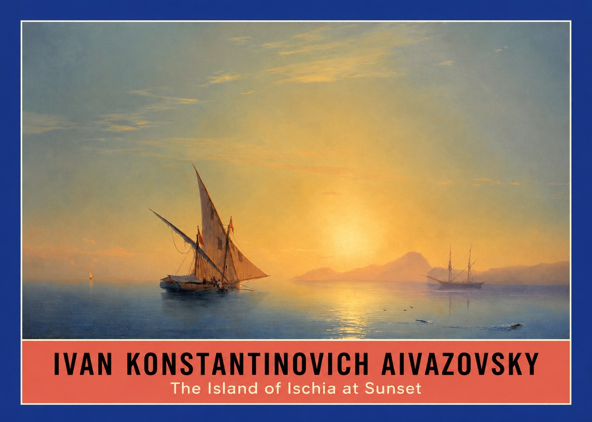Ivan Konstantinovich Aivazovsky The Island of Ischia at Sunset No5 - Plakát