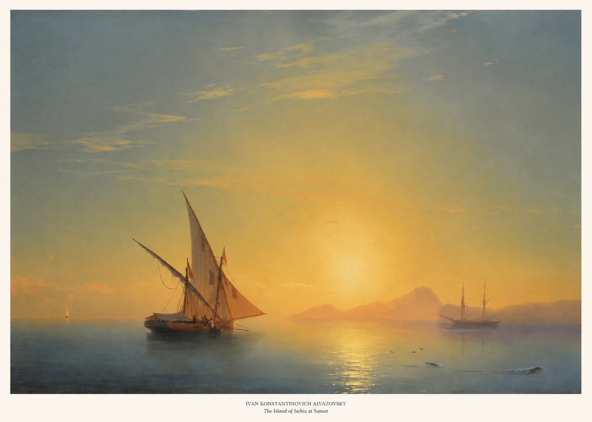 Ivan Konstantinovich Aivazovsky The Island of Ischia at Sunset No6 - Plakát