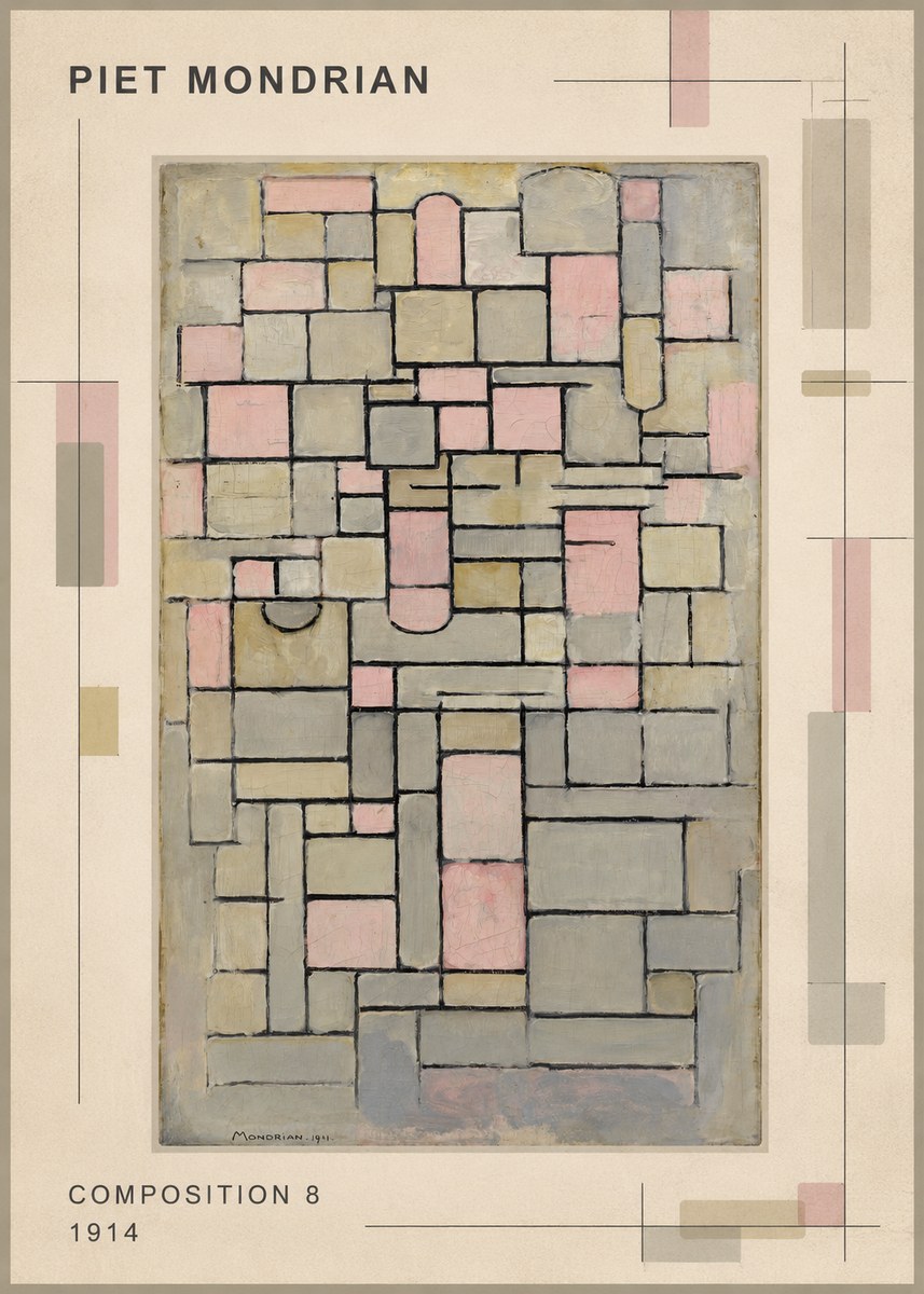Piet Mondrian Composition 8 No1 - Plakát