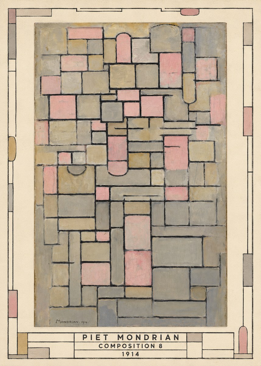Piet Mondrian Composition 8 No3 - Plakát