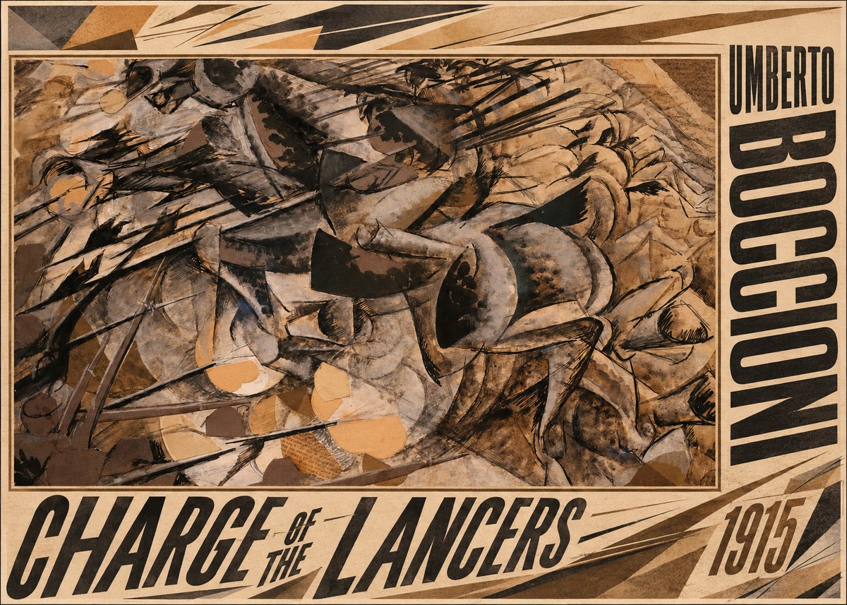 Umberto Boccioni Charge of the Lancers No3 - Plakát