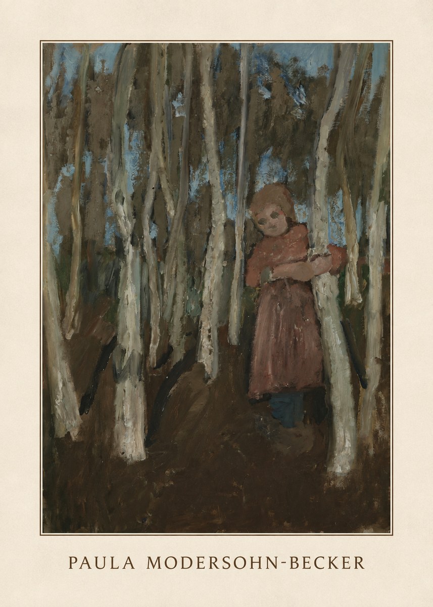 Paula Modersohn-Becker Girl in a Birch Forest No3 - Plakát