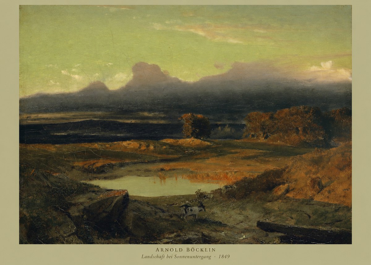 Arnold Böcklin Landschaft Bei Sonnenuntergang No2 - Plakát