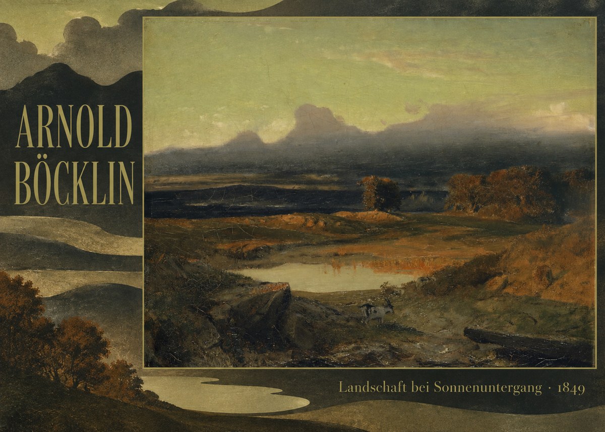 Arnold Böcklin Landschaft Bei Sonnenuntergang No6 - Plakát