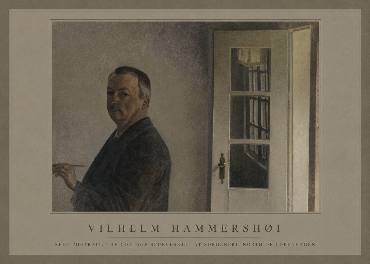 Vilhelm Hammershøi Self-portrait. the Cottage Spurveskjul at Sorgenfri, North of Copenhagen No1 - Plakát