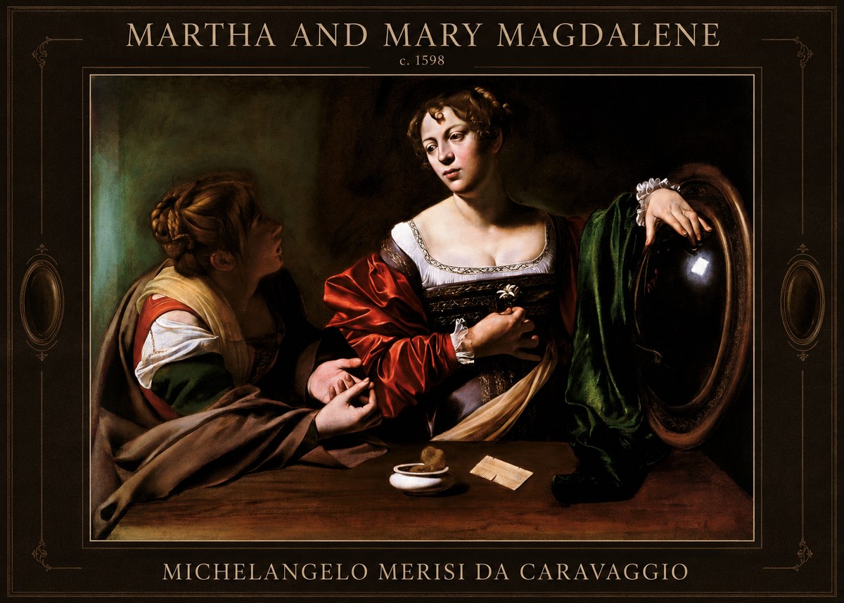 Michelangelo Merisi da Caravaggio Martha and Mary Magdalene No1 - Plakát