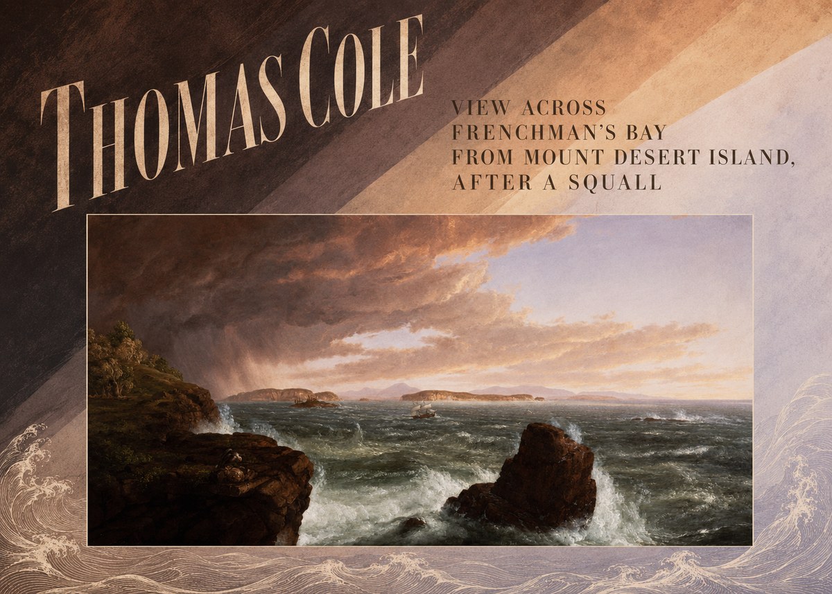 Thomas Cole View Across Frenchman's Bay from Mount Desert Island, After a Squall II No6 - Plakát