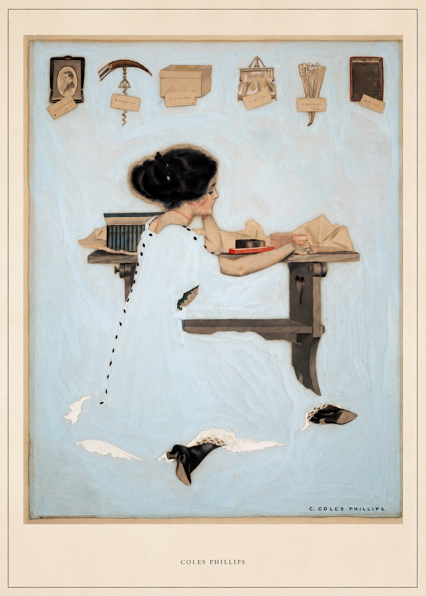 Coles Phillips Thinking of Him No4 - Plakát