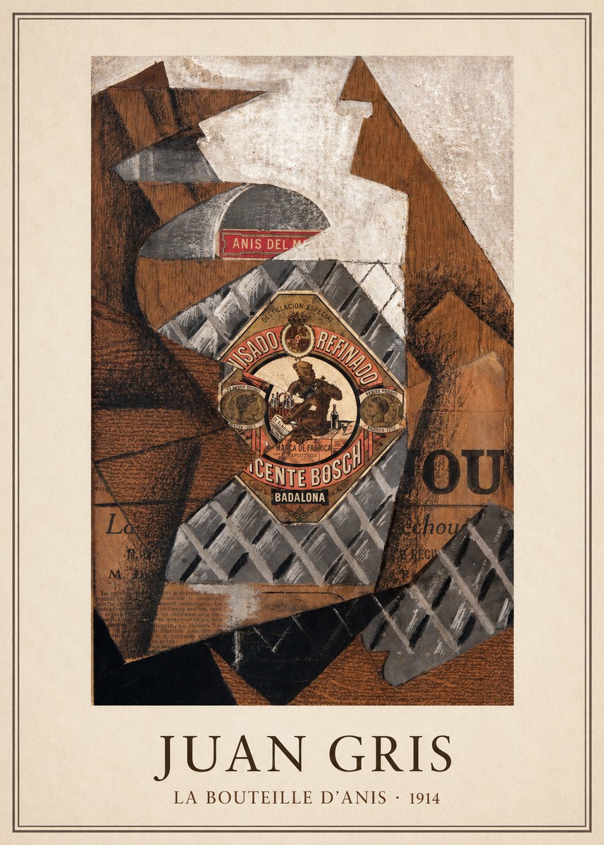 Juan Gris La Bouteille D'anis - 1914 No3 - Plakát