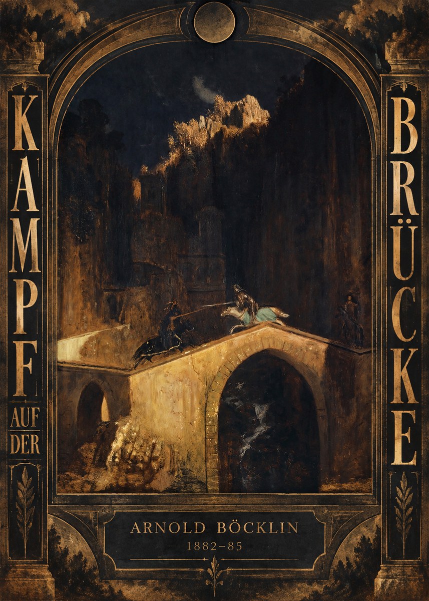 Arnold Böcklin Kampf Auf Der Brücke No6 - Plakát