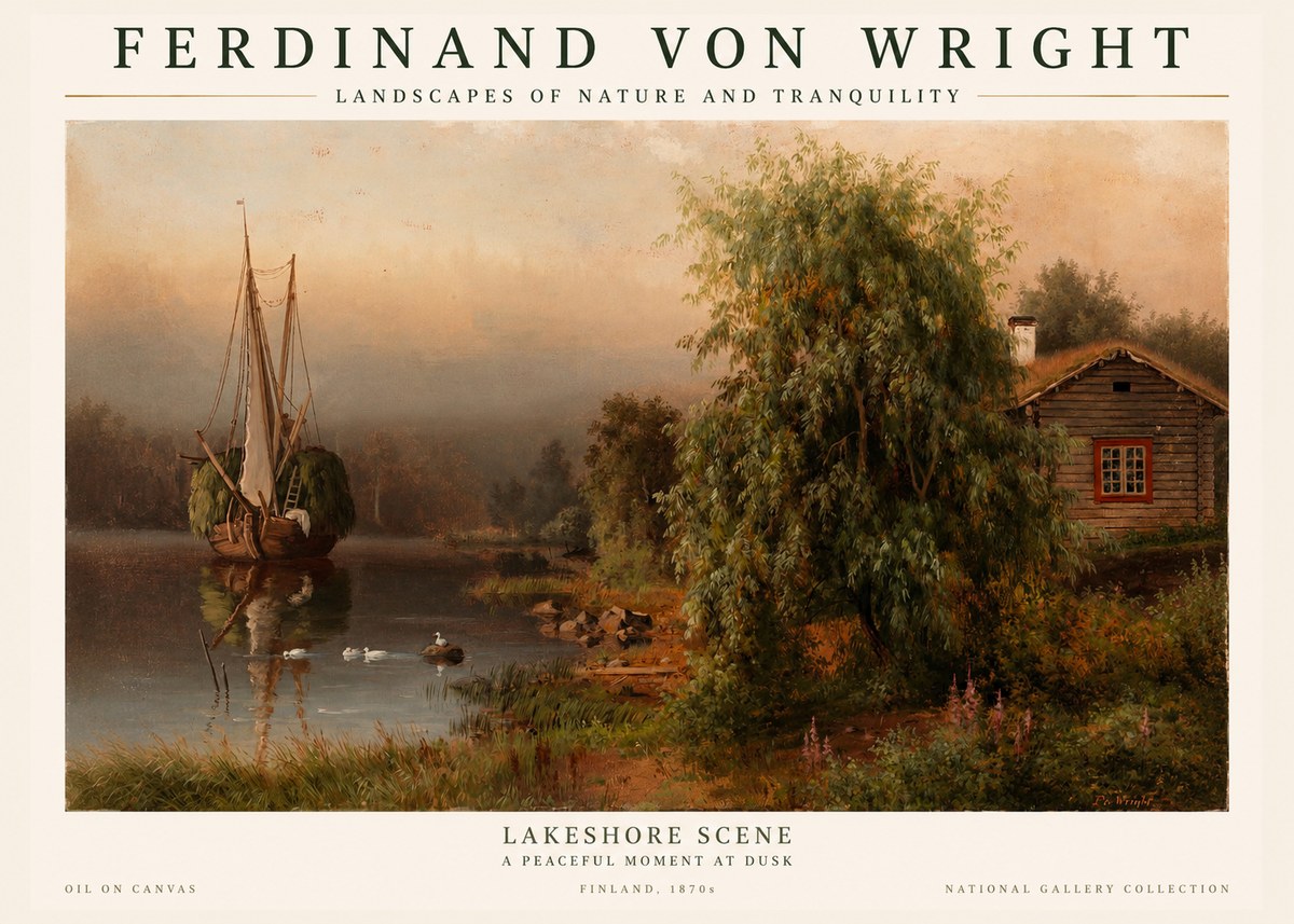 Ferdinand von Wright Lakeshore Scene No1 - Plakát