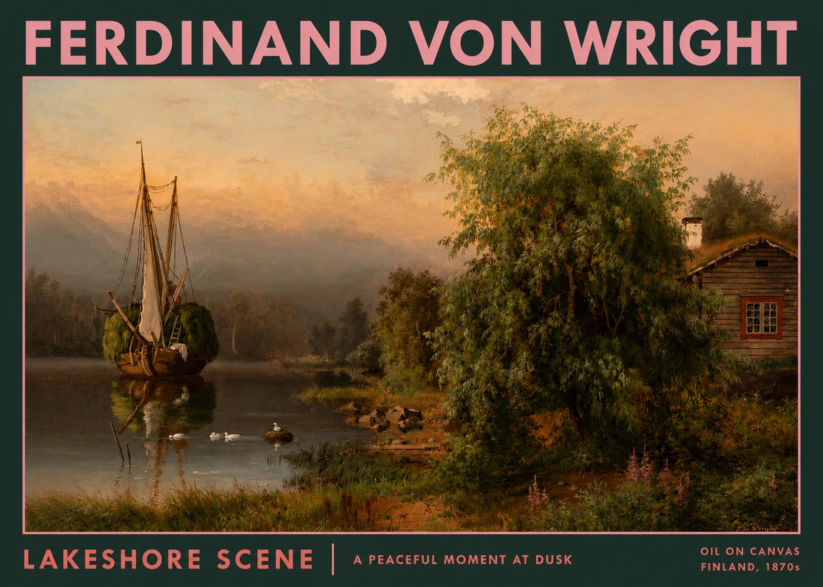 Ferdinand von Wright Lakeshore Scene No2 - Plakát