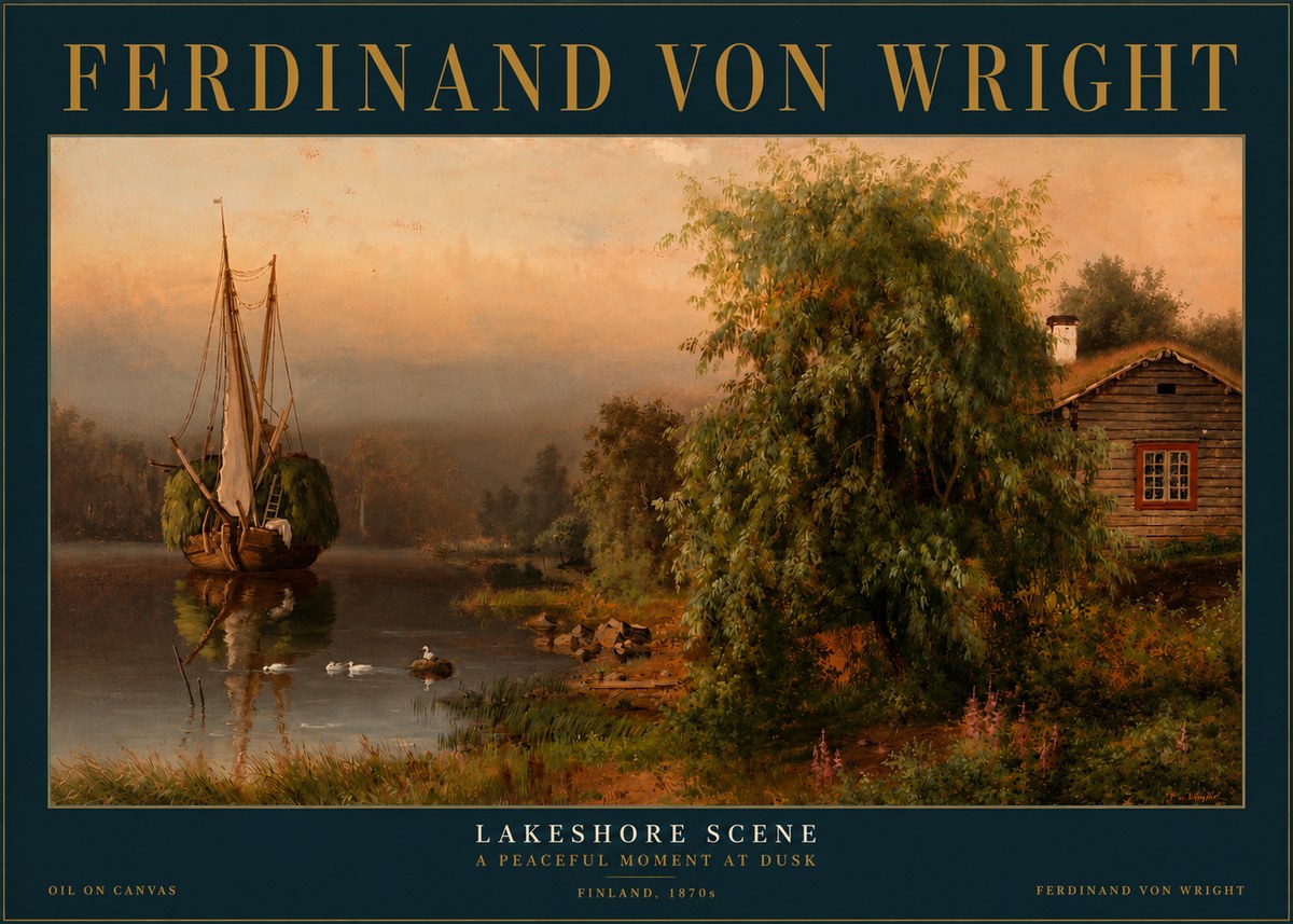 Ferdinand von Wright Lakeshore Scene No3 - Plakát