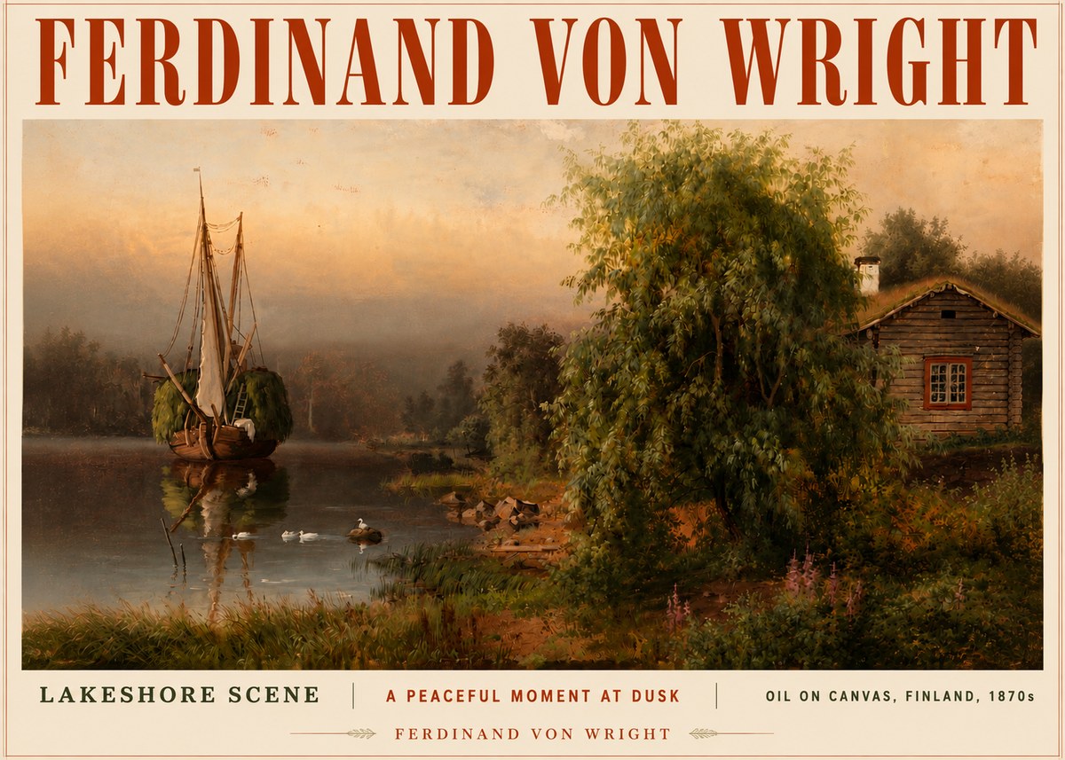 Ferdinand von Wright Lakeshore Scene No4 - Plakát