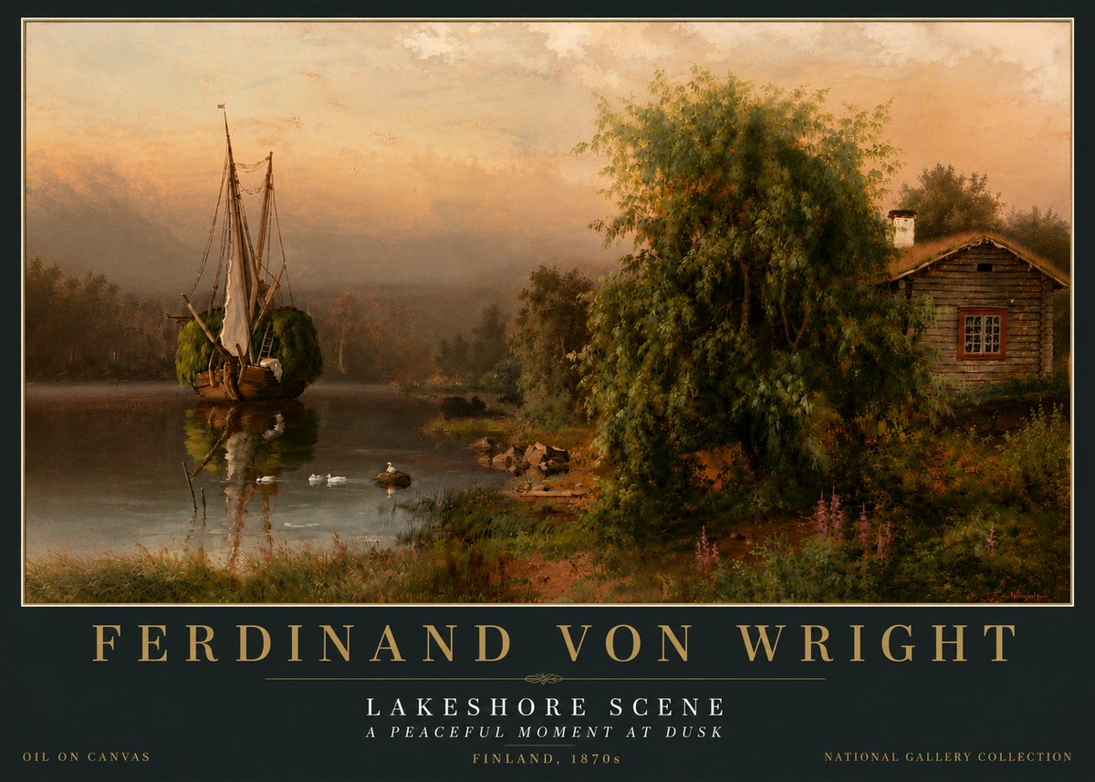 Ferdinand von Wright Lakeshore Scene No6 - Plakát
