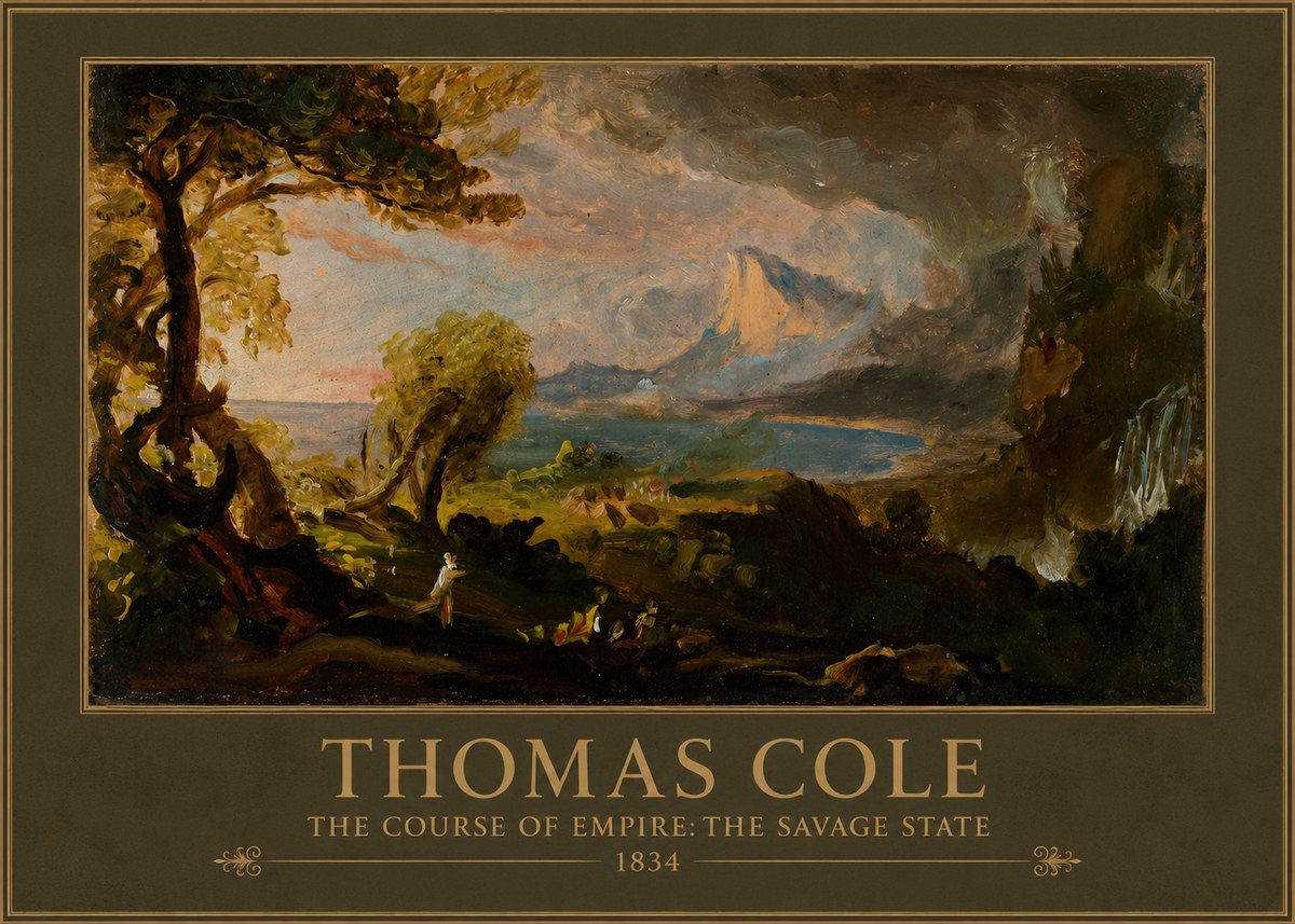 Thomas Cole The Course of Empire: the Savage State II No1 - Plakát