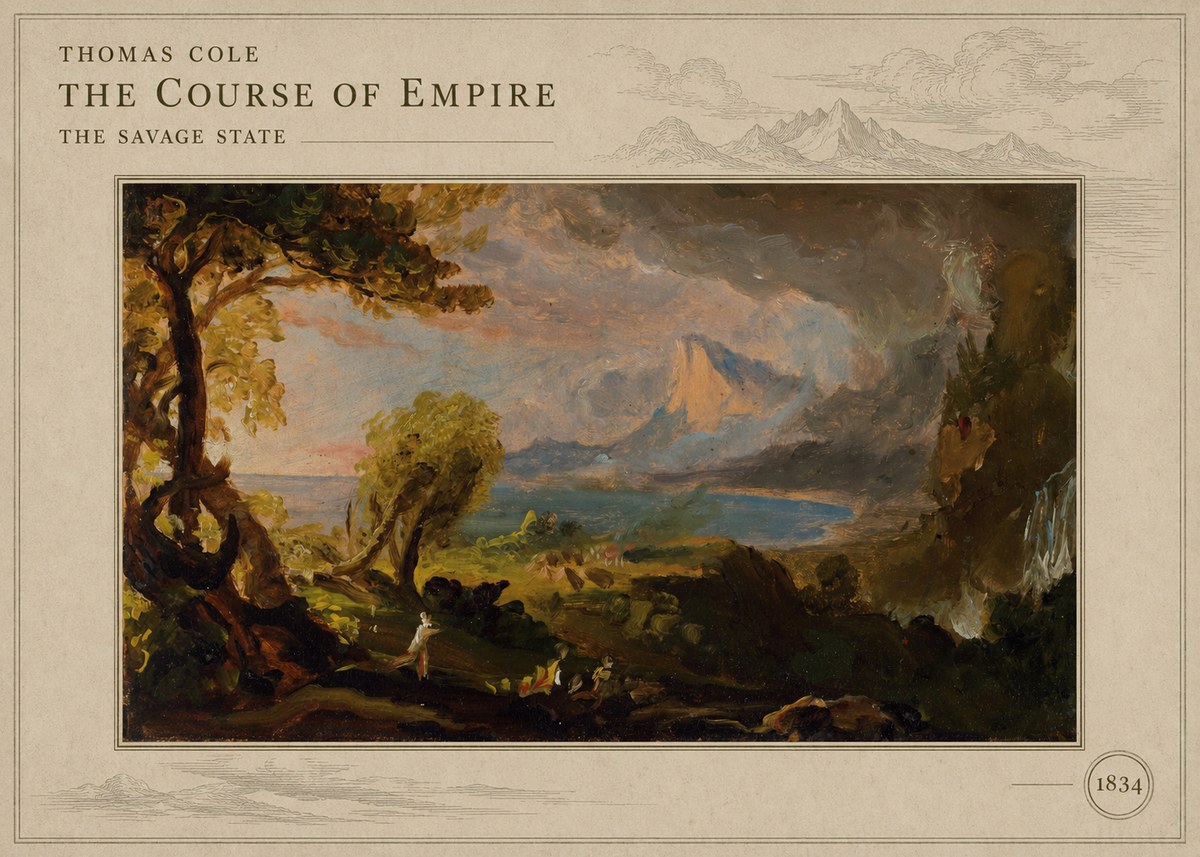 Thomas Cole The Course of Empire: the Savage State II No5 - Plakát