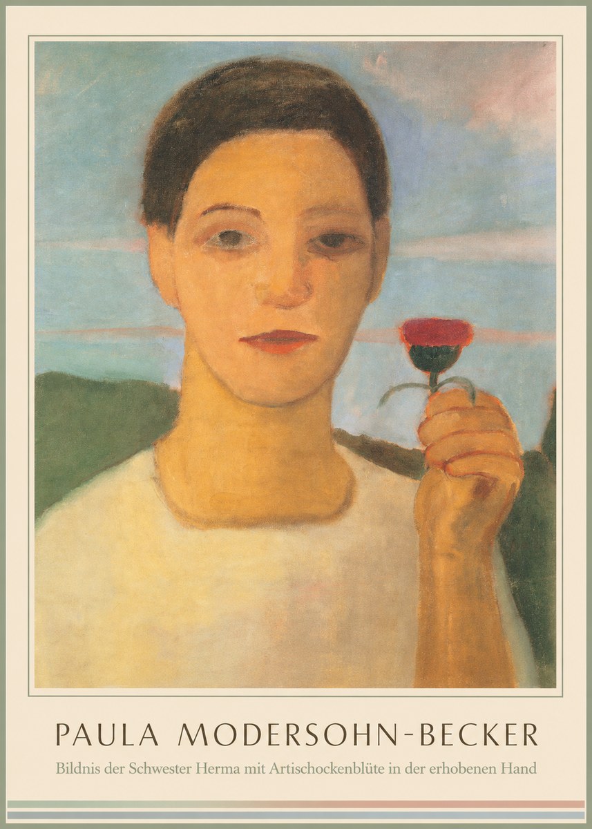 Paula Modersohn-Becker Bildnis Der Schwester Herma Mit Artischockenblüte in Der Erhobenen Hand No1 - Plakát