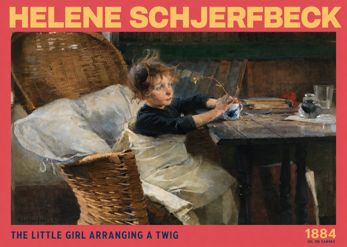 Helene Schjerfbeck The Little Girl Arranging a Twig No2 - Plakát