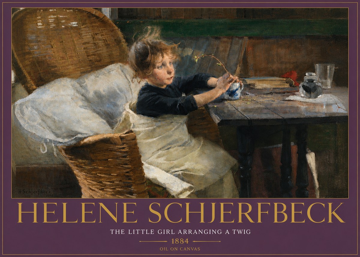 Helene Schjerfbeck The Little Girl Arranging a Twig No4 - Plakát