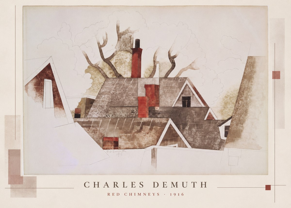 Charles Demuth Red Chimneys No5 - Plakát