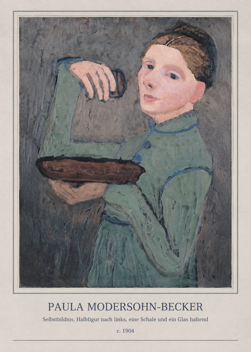 Paula Modersohn-Becker Selbstbildnis, Halbfigur Nach Links, Eine Schale Und Ein Glas Haltend No4 - Plakát