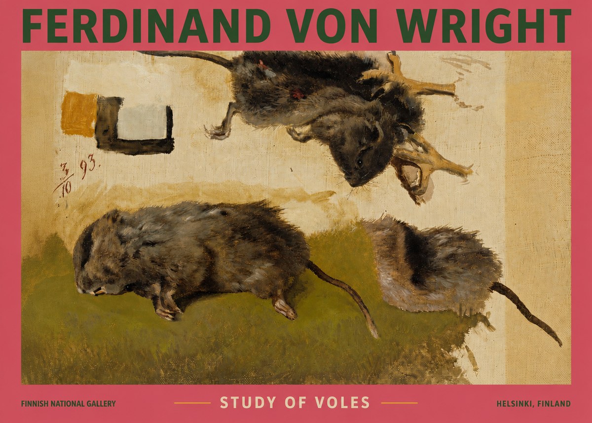 Ferdinand von Wright Studies of Lemmings No4 - Plakát