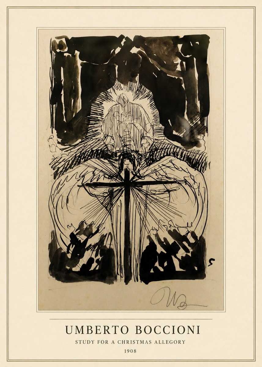 Umberto Boccioni Study for a Christmas Allegory No3 - Plakát
