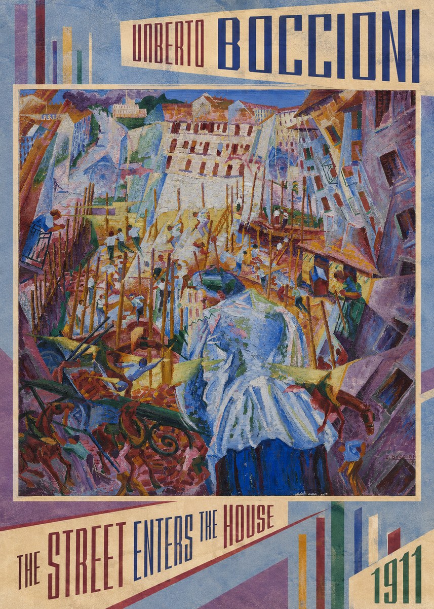 Umberto Boccioni The Street Enters the House No2 - Plakát