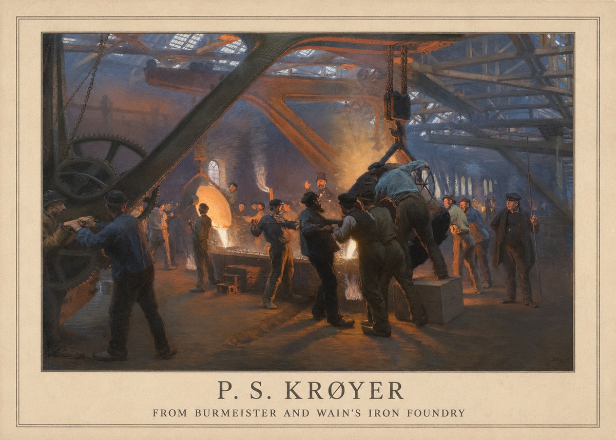 P.S. Krøyer From Burmeister and Wain's Iron Foundry No4 - Plakát