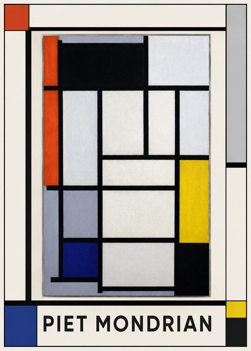 Piet Mondrian Composition with Red, Blue and Yellow No1 - Plakát