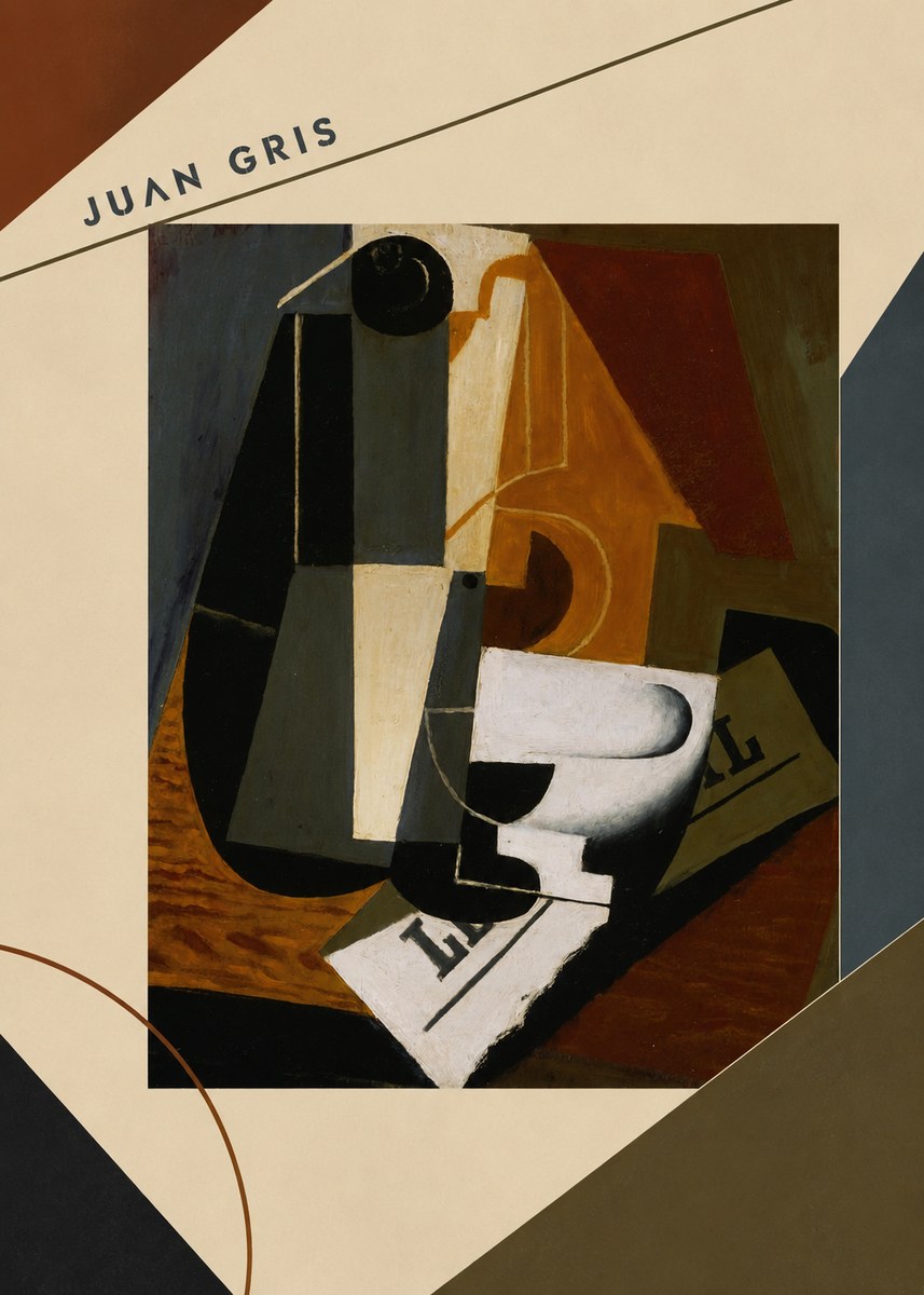 Juan Gris Glass and Bottle No6 - Plakát