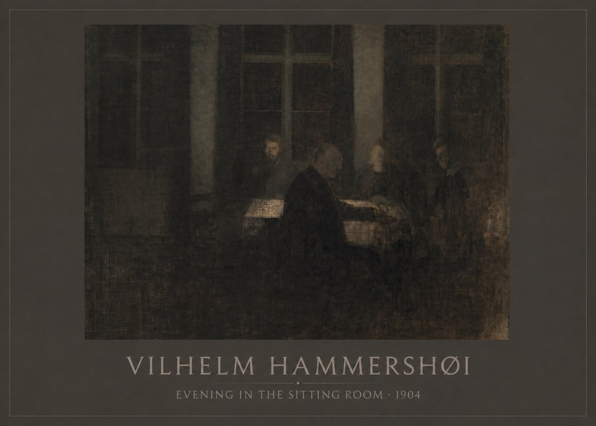 Vilhelm Hammershøi Evening in the Sitting Room No1 - Plakát