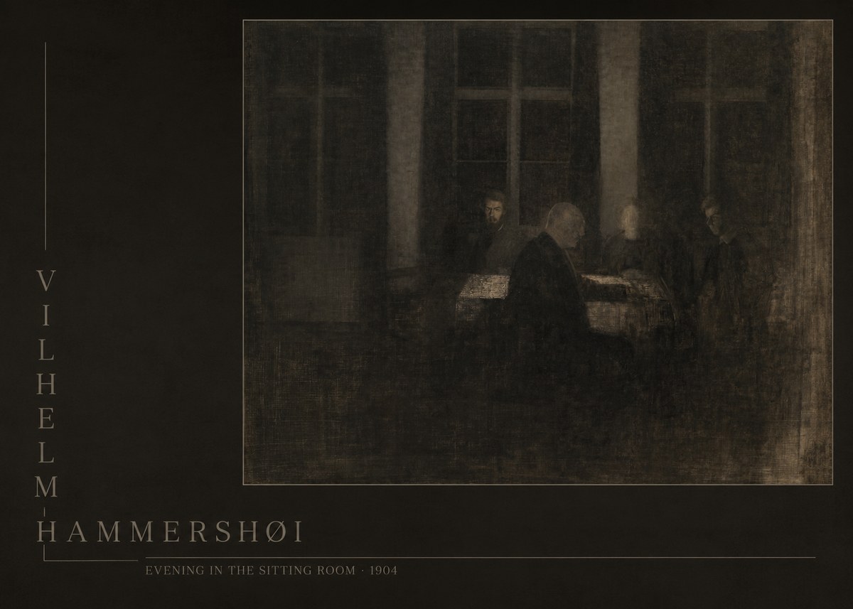 Vilhelm Hammershøi Evening in the Sitting Room No6 - Plakát