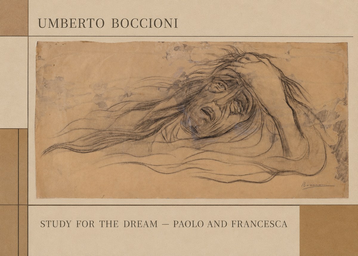 Umberto Boccioni Study for the Dream — Paolo and Francesca No3 - Plakát